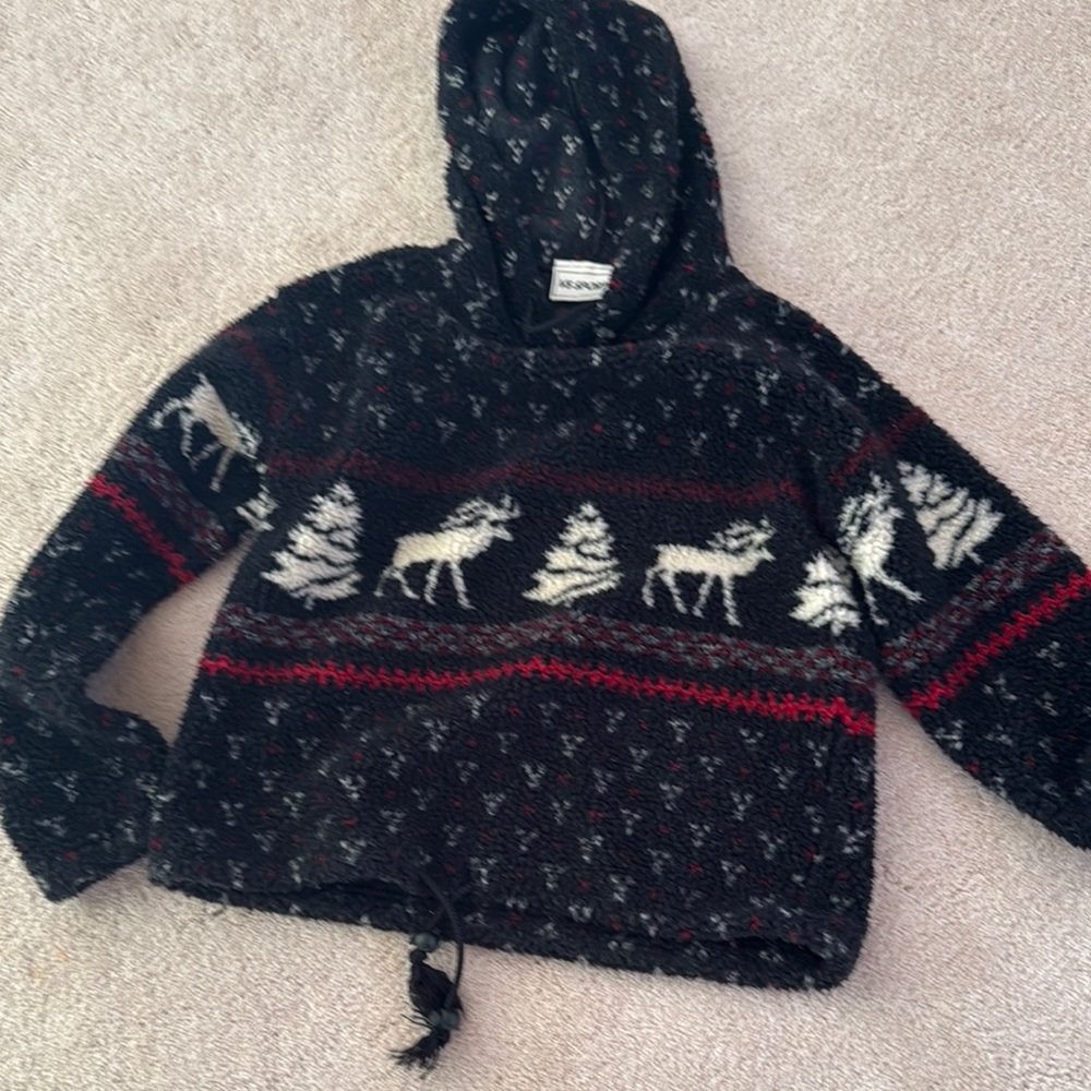 Cozy Black and Red Sweater with Hood